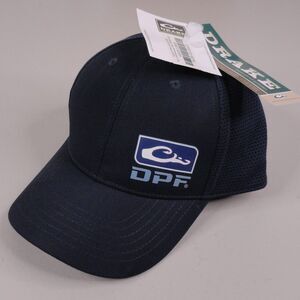 Drake Performance Fishing Hat Navy Blue DPF Badge Logo Performance Ripstop Cap